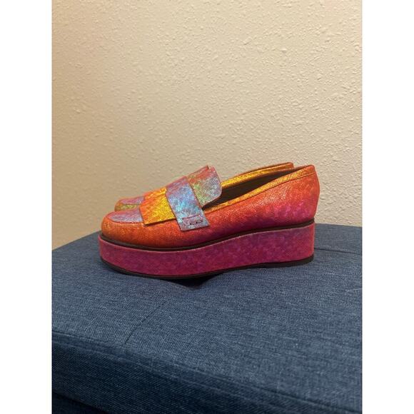 House of Holland Iridescent Rainbow Platform Loafers Women’s Size 6.5 / 37 - Picture 7 of 9